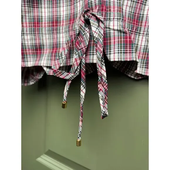 NWT Cara Cara Tartan Plaid Turtledove Hutton Tartan Cropped Top Red White XL - Picture 4 of 6